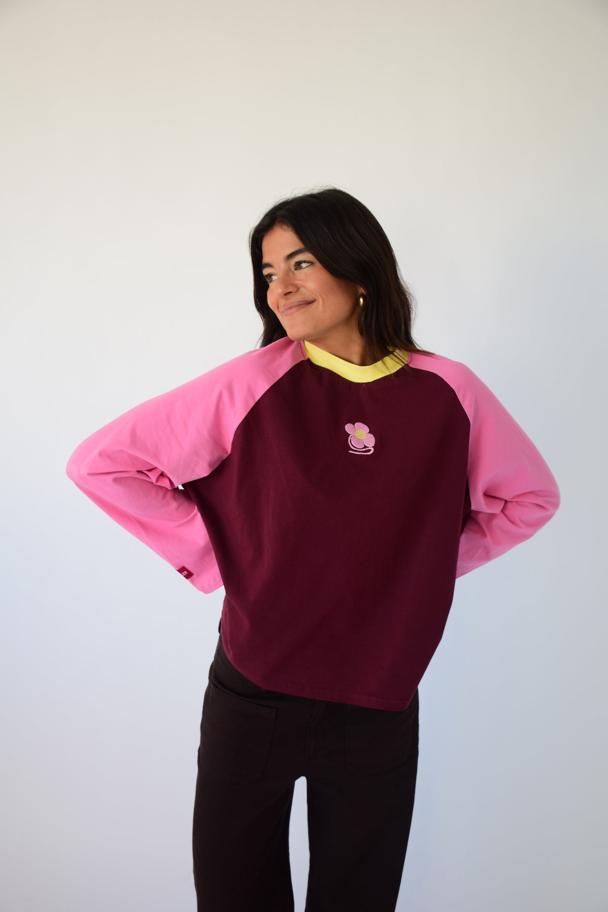 Camiseta Carlota Burgundy y Rosa