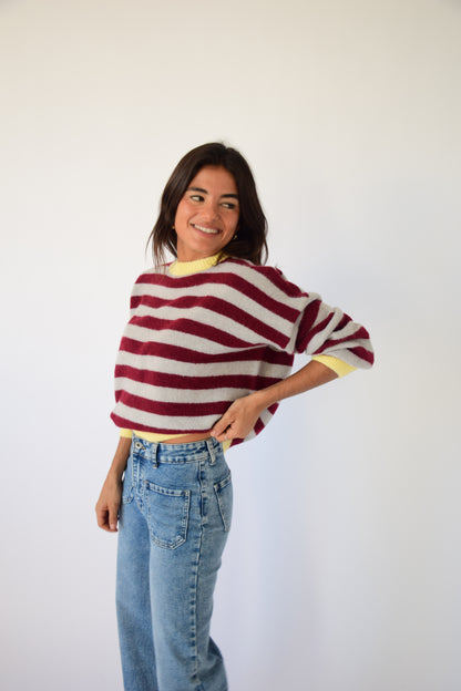 Jersey Pia Burgundy y Gris