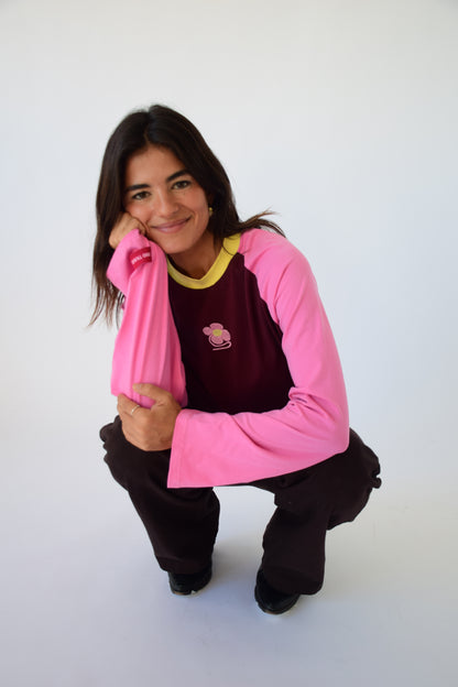 Camiseta Carlota Burgundy y Rosa
