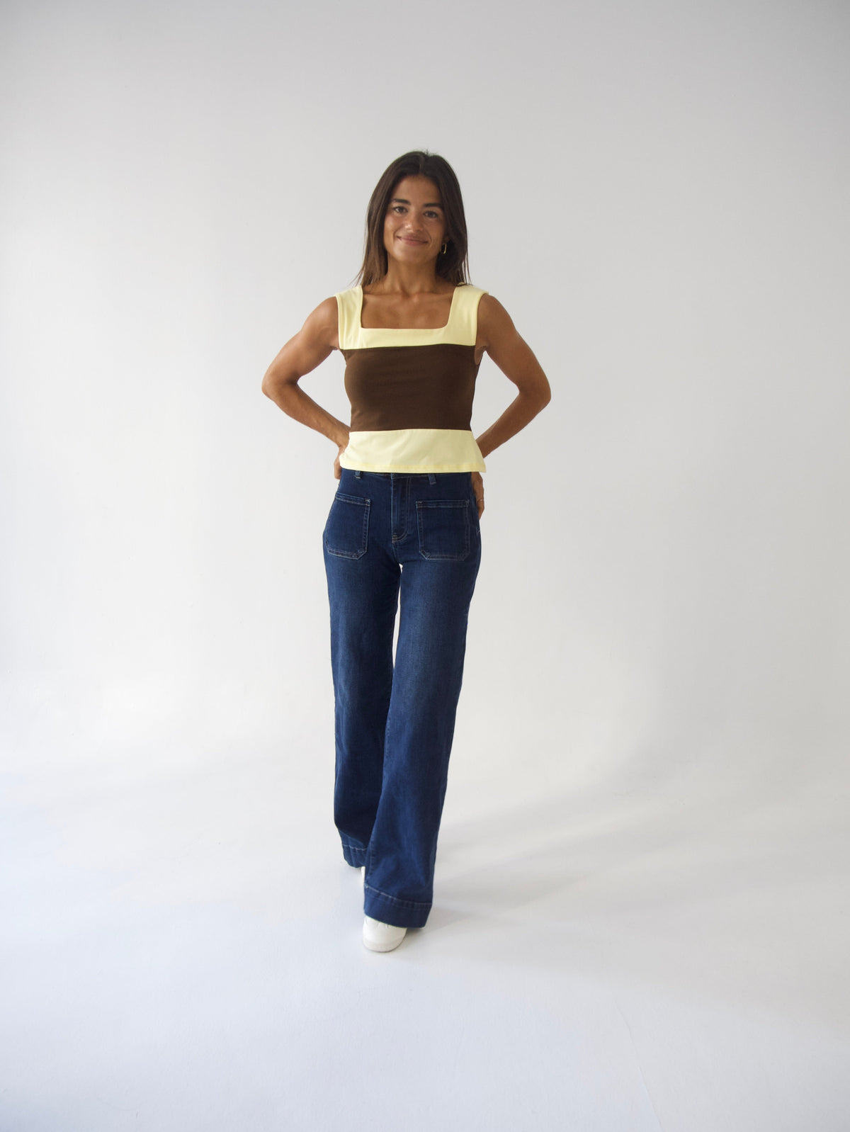 Top Mila Marrón y Amarillo