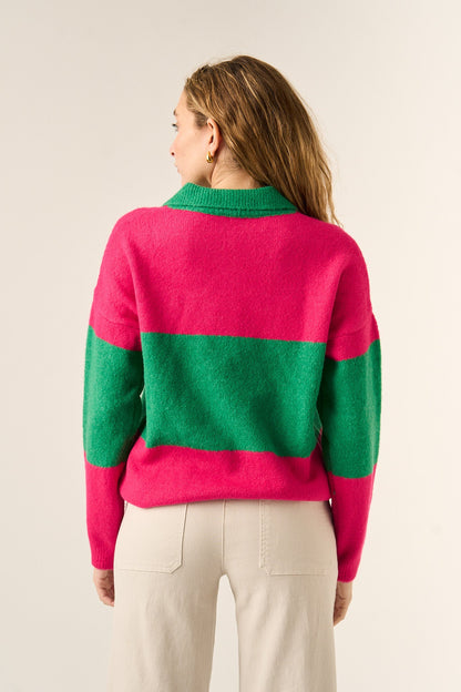 Paola Fuchsia and Green Sweater