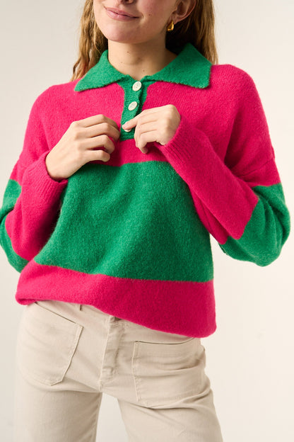 Paola Fuchsia and Green Sweater
