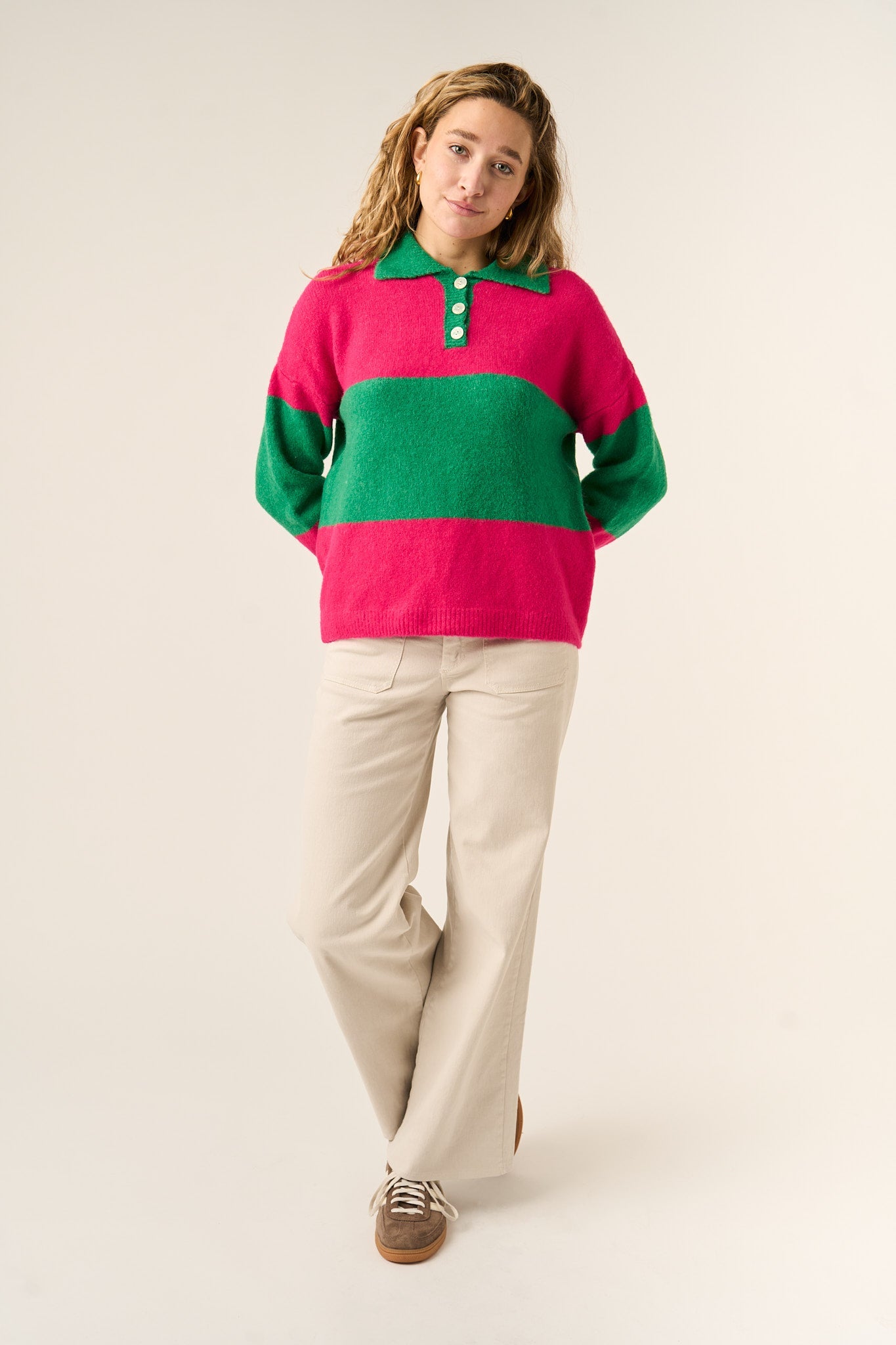 Paola Fuchsia and Green Sweater