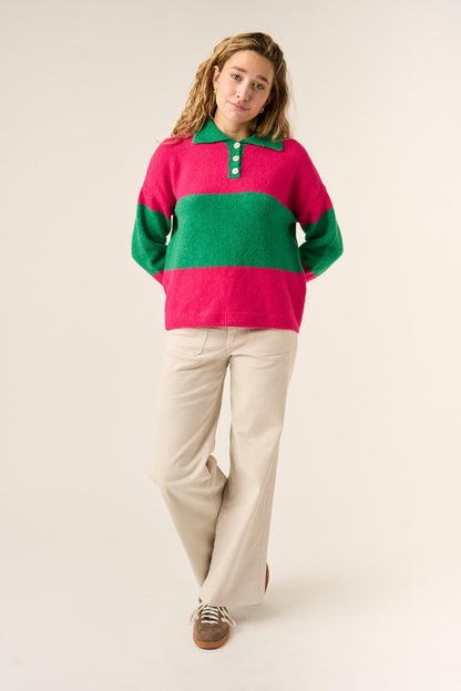 Paola Fuchsia and Green Sweater