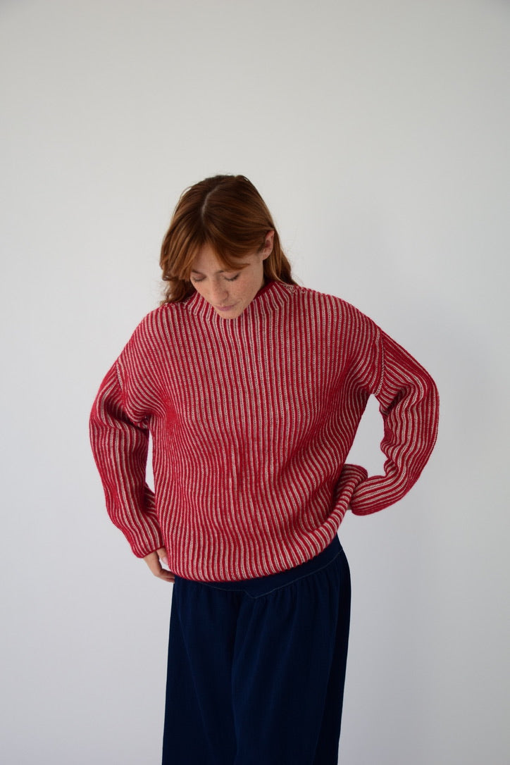 Jersey Rita Rojo y Beige