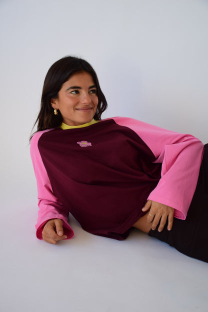 Camiseta Carlota Burgundy y Rosa