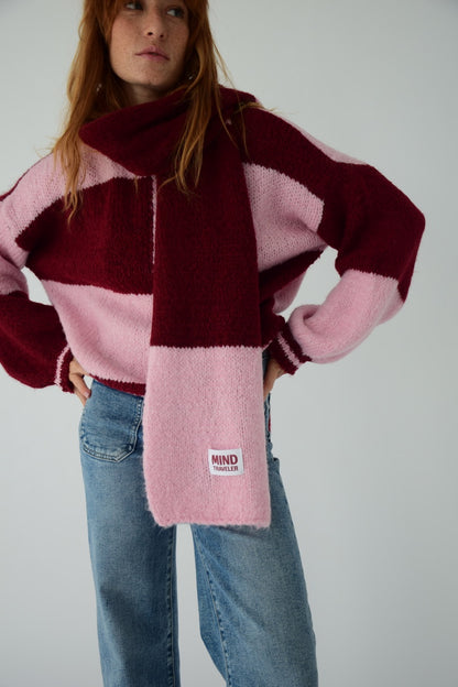 Bufanda Sara Rosa y Burgundy
