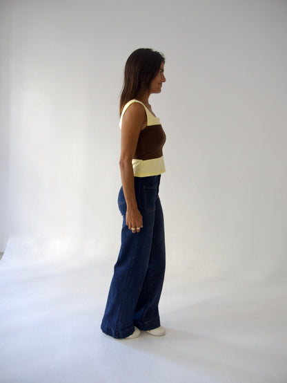 Top Mila Marrón y Amarillo