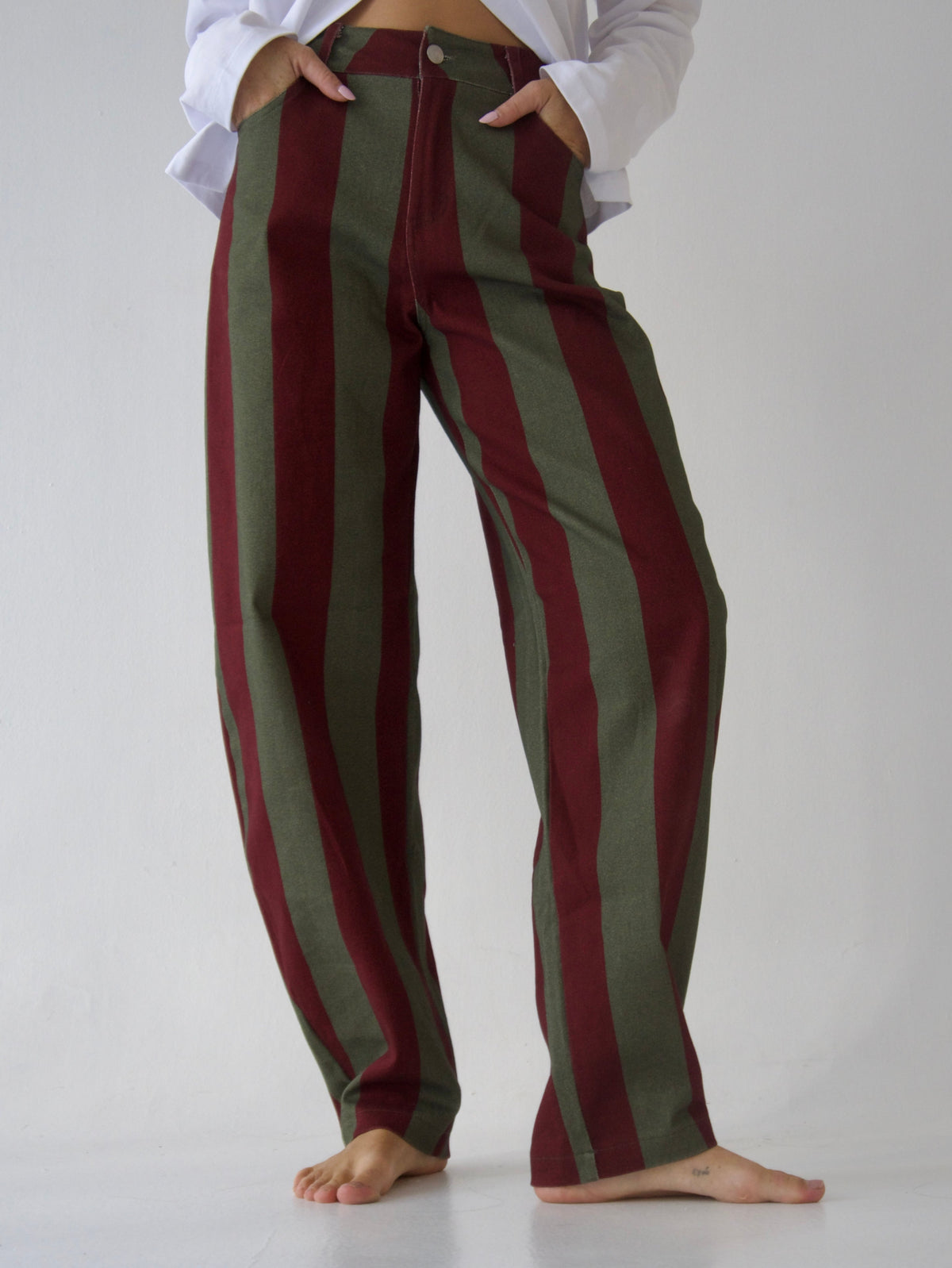 Clarissa Burgundy and Khaki jeans