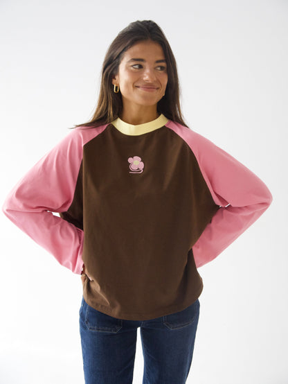 Camiseta Carlota Marron y Rosa