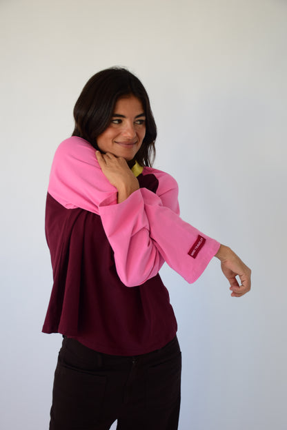 Camiseta Carlota Burgundy y Rosa