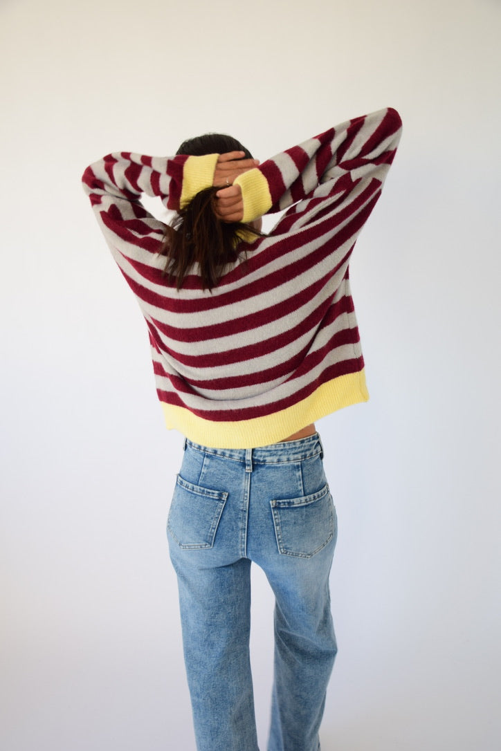 Jersey Pia Burgundy y Gris