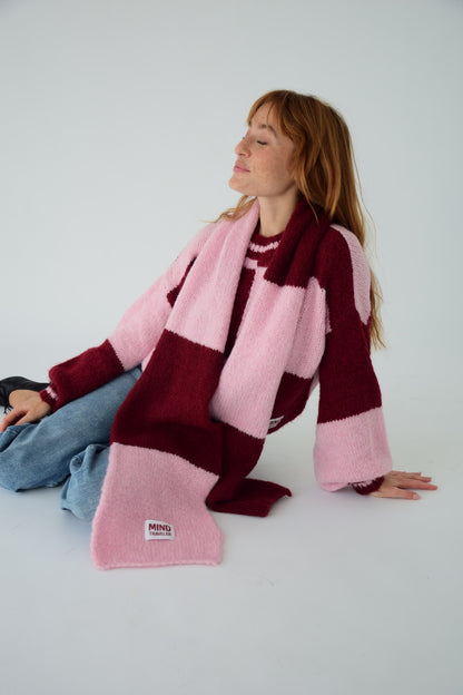 Bufanda Sara Rosa y Burgundy