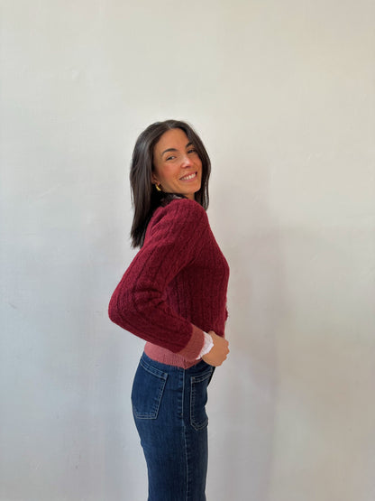 Anna Burgundy Cardigan