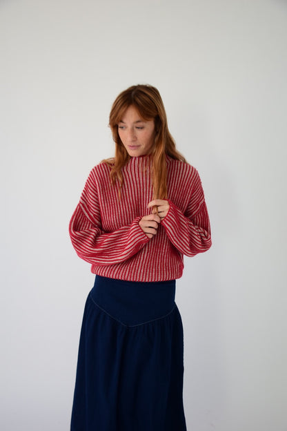 Jersey Rita Rojo y Beige
