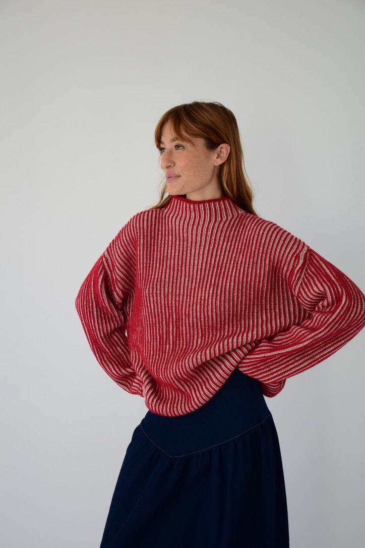 Jersey Rita Rojo y Beige