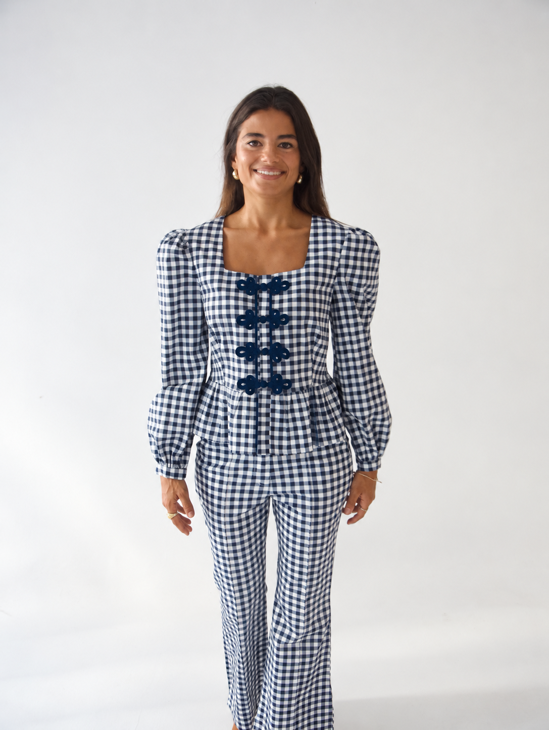 Blusa Rome Vichy Azul Marino