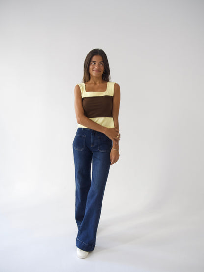 Top Mila Marrón y Amarillo