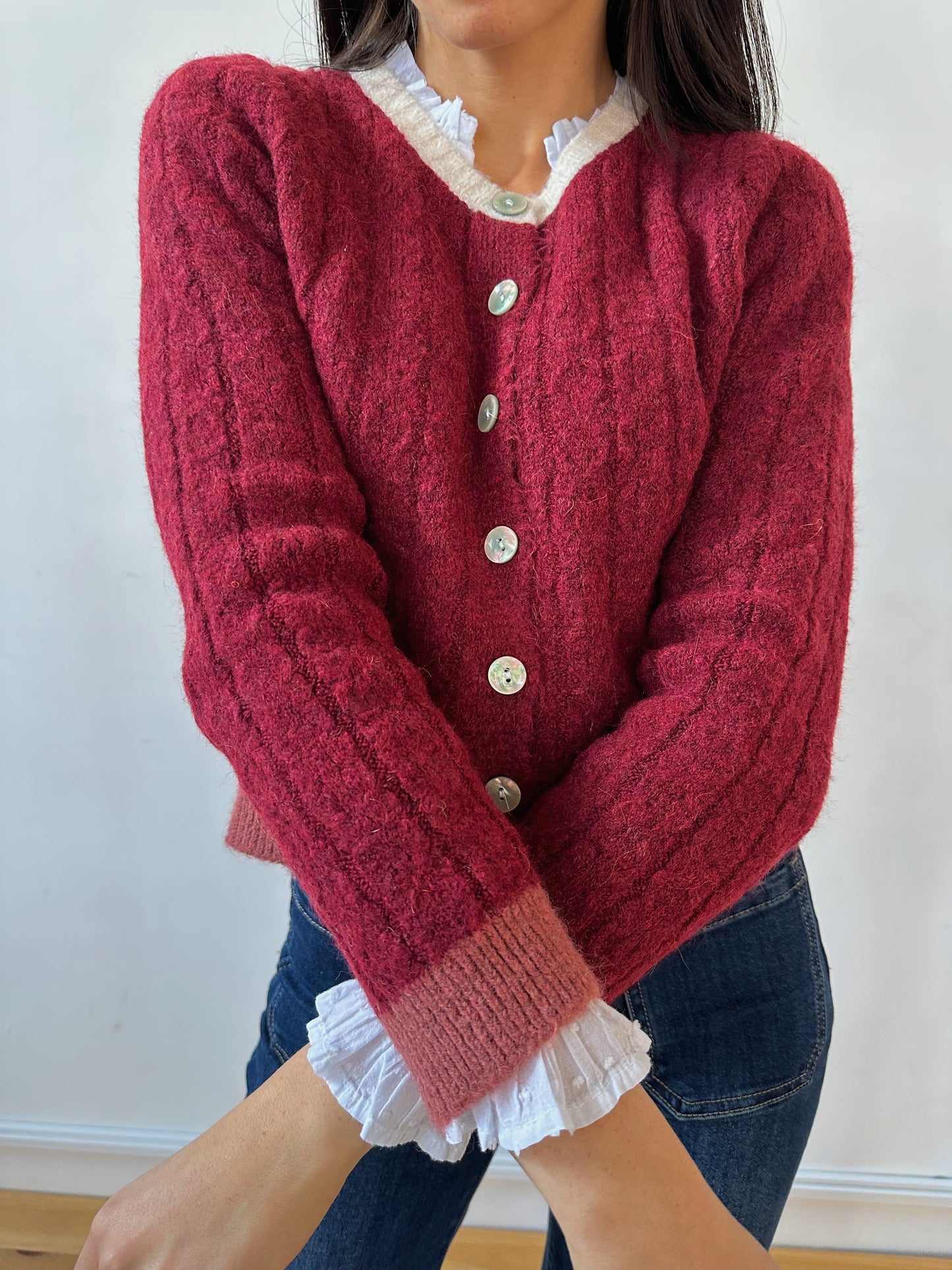 Anna Burgundy Cardigan