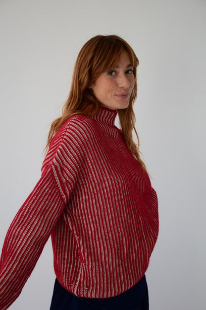 Jersey Rita Rojo y Beige