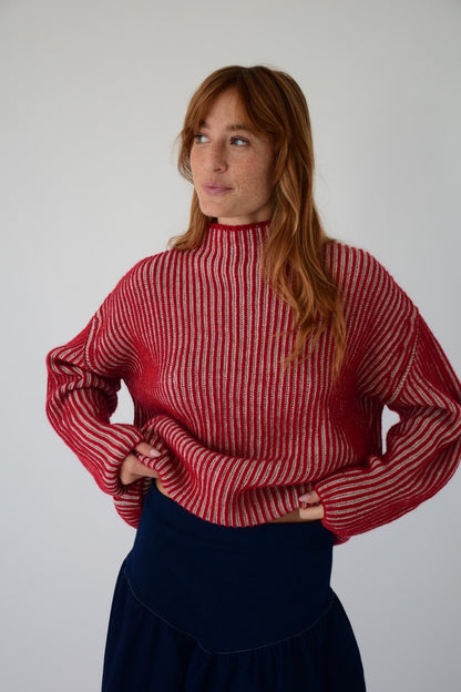 Jersey Rita Rojo y Beige