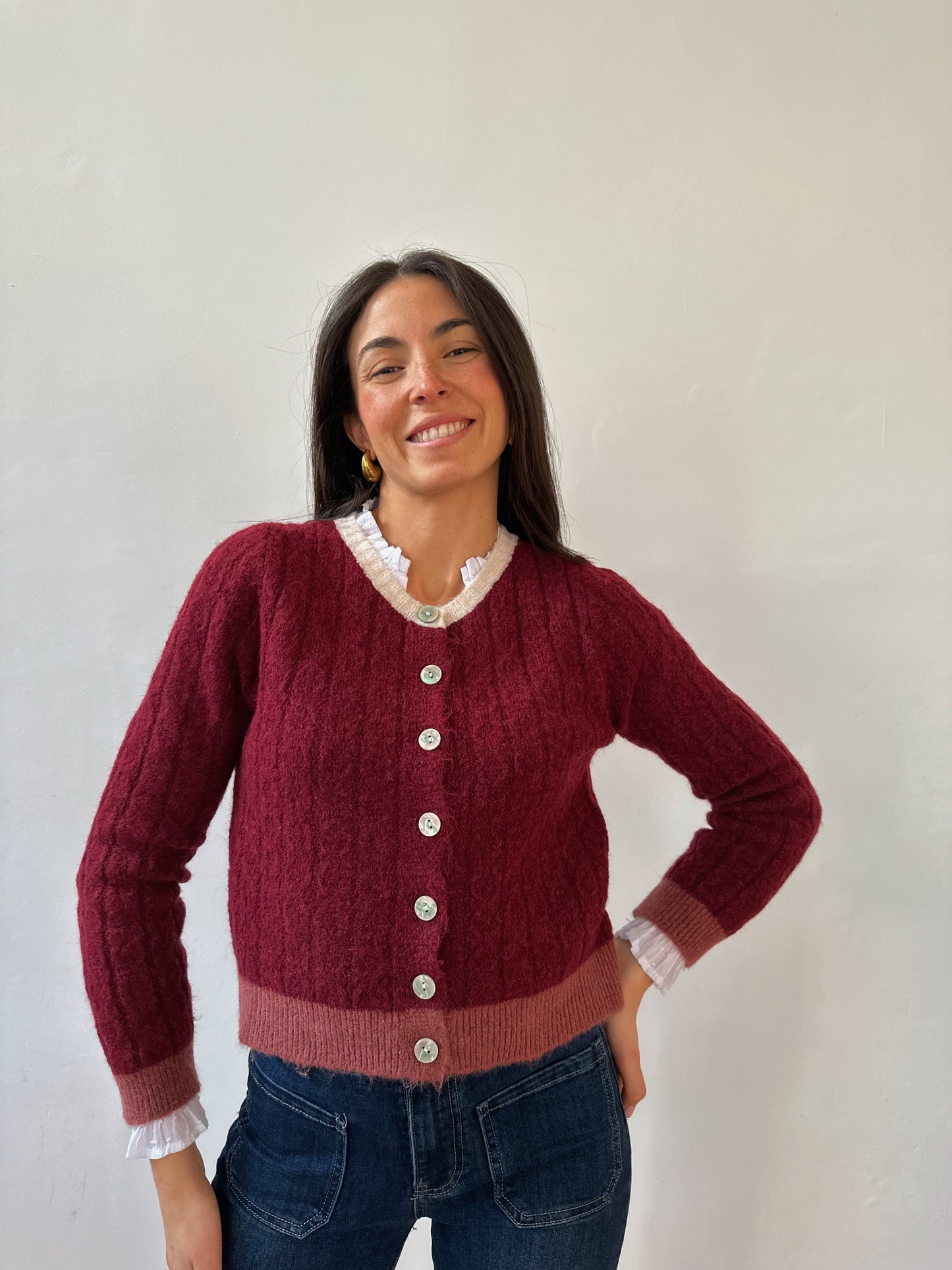 Anna Burgundy Cardigan
