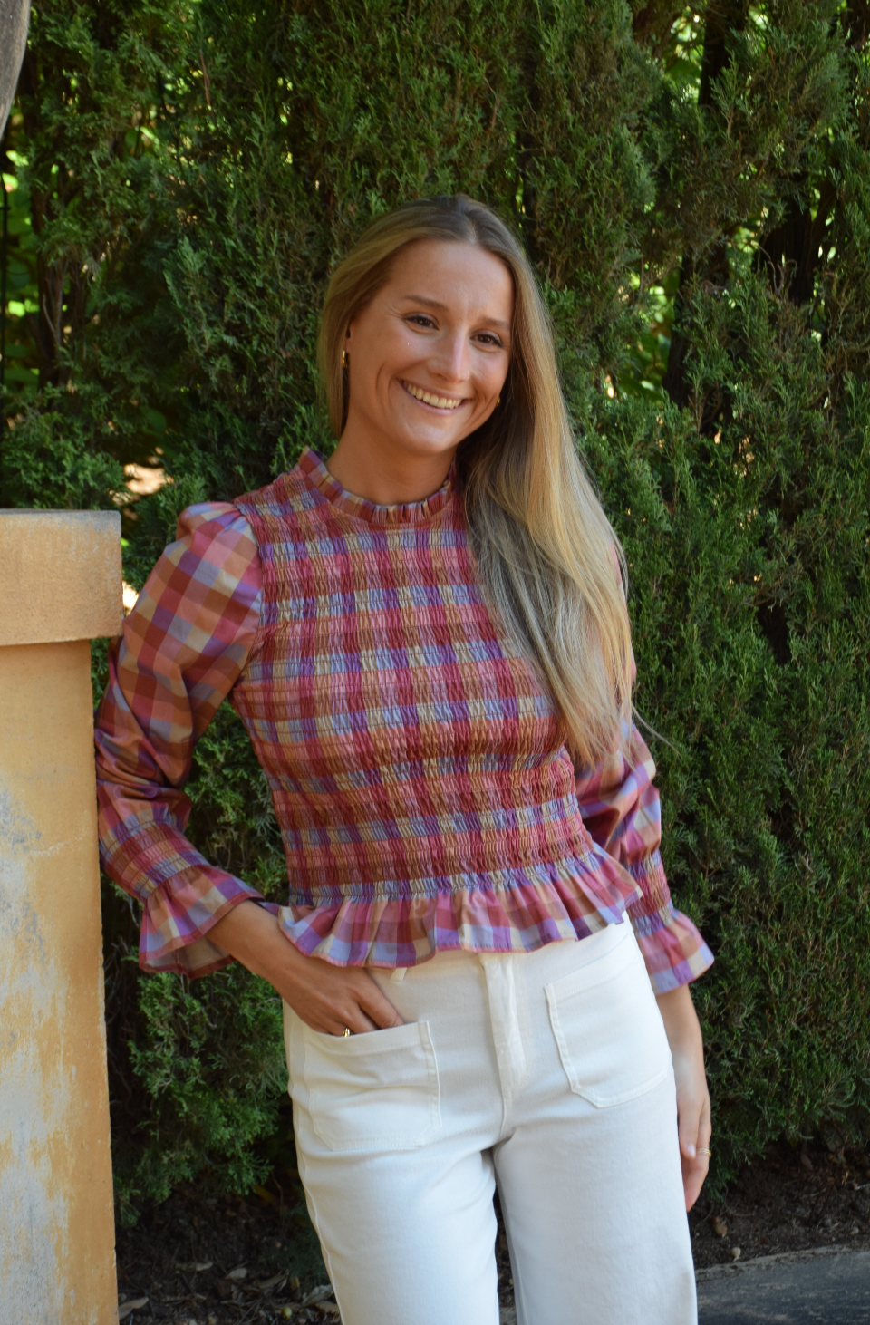 Blusa Chía Cuadros Magenta