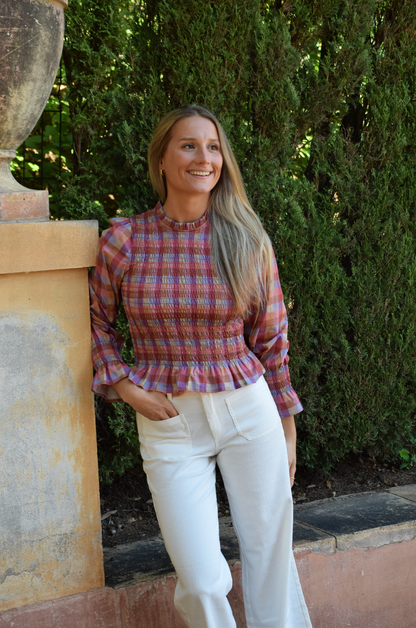 Blusa Chía Cuadros Magenta