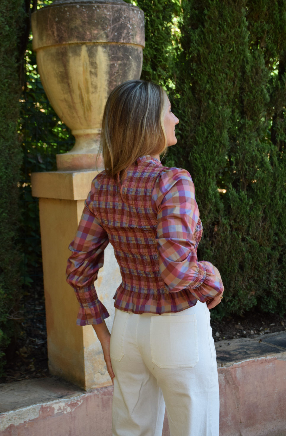 Blusa Chía Cuadros Magenta