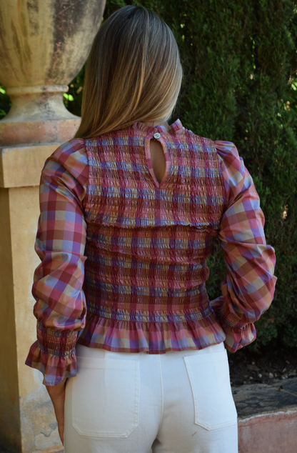 Blusa Chía Cuadros Magenta