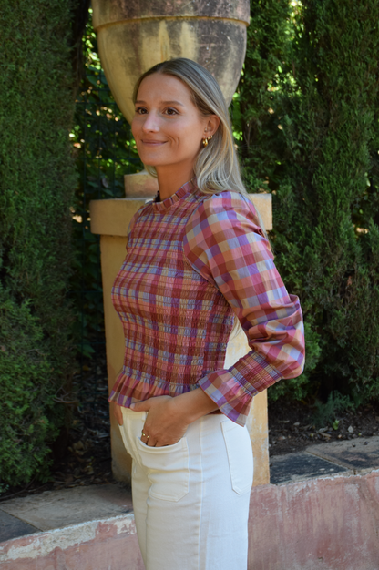 Blusa Chía Cuadros Magenta