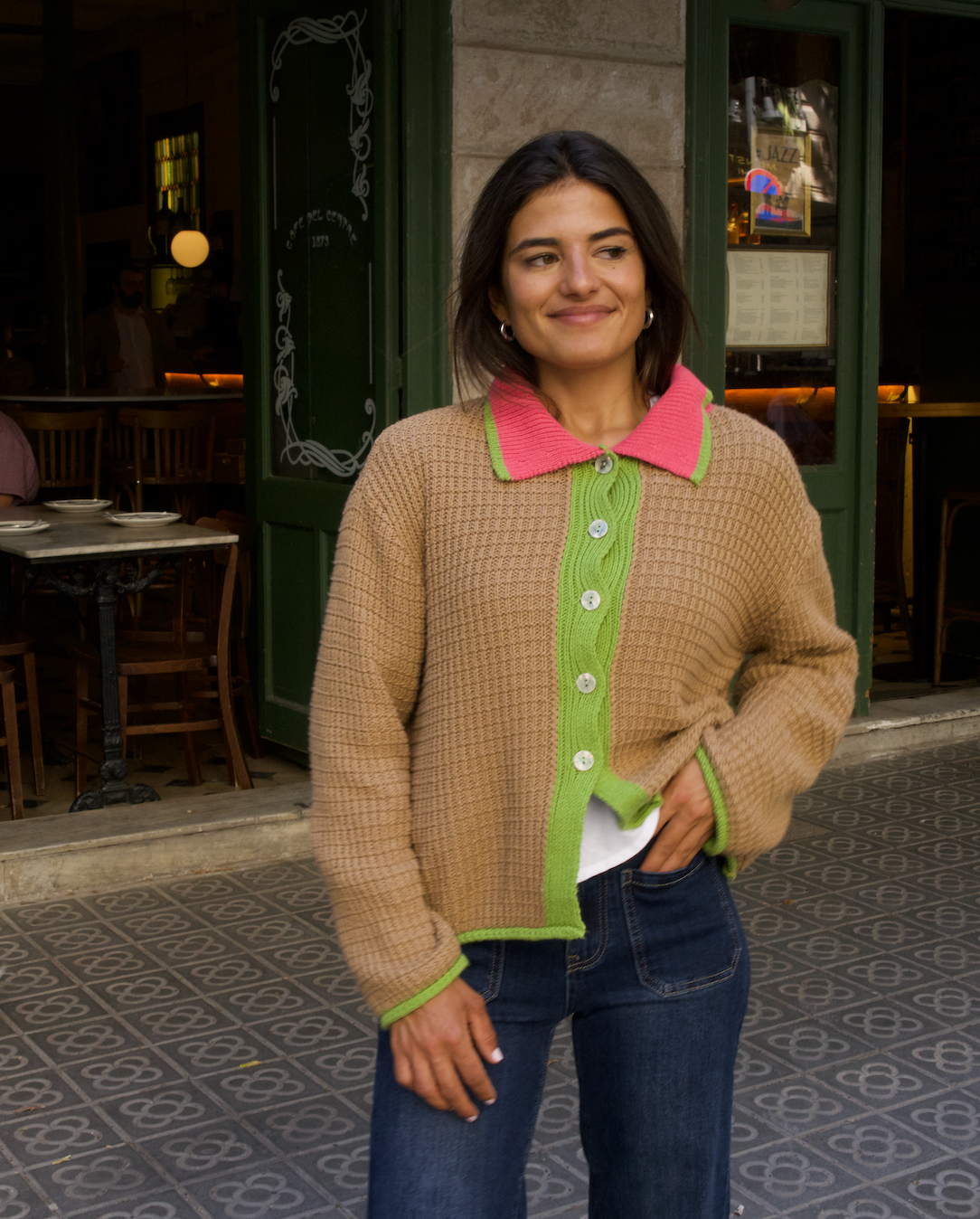 Tina Beige Cotton Cardigan