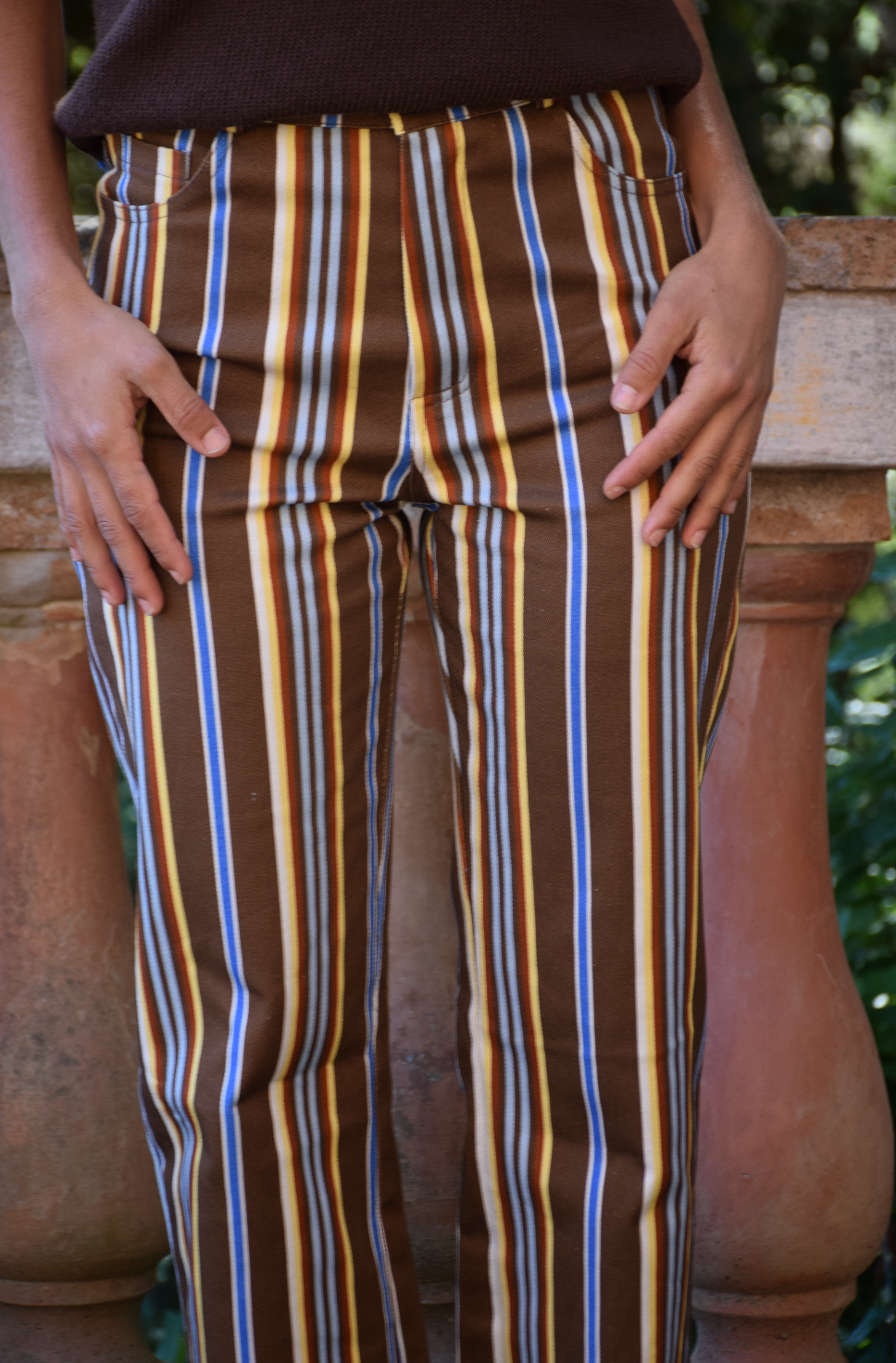 Inés Jeans Chocolate Brown Stripes 