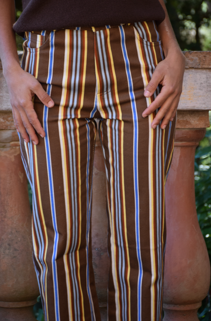 Inés Jeans Chocolate Brown Stripes 