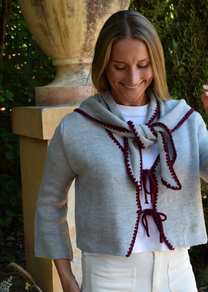 Gray and Burgundy Knitted Bandana