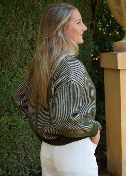 Emma Khaki and Pink Sweater
