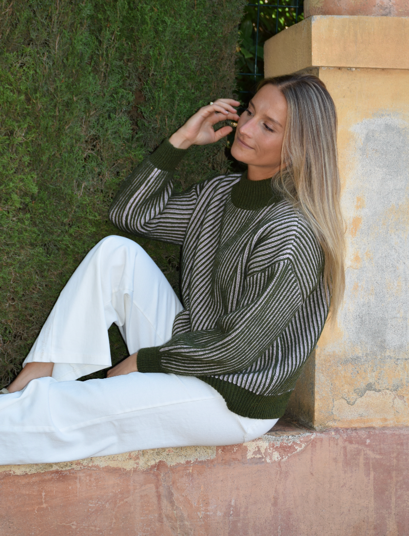 Emma Khaki and Pink Sweater