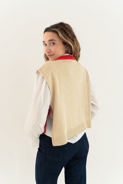 Chaleco Julieta Beige y Rojo