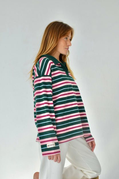 Polera Filipa Verde y Rosa