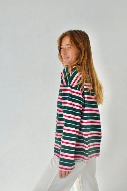 Polera Filipa Verde y Rosa