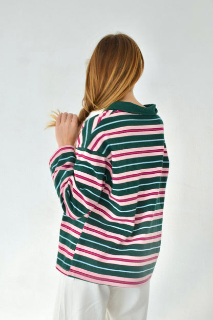 Polera Filipa Verde y Rosa