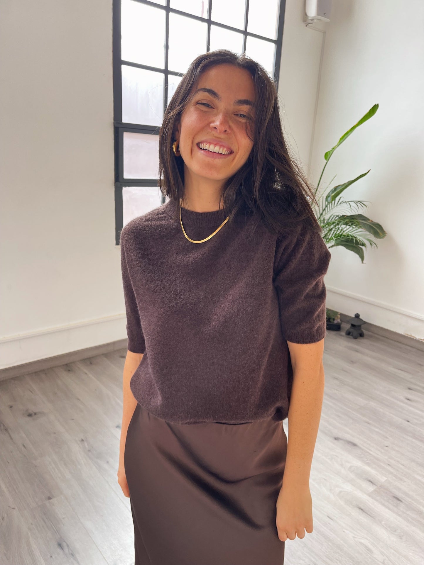 Chocolate Brown Knitted T-shirt