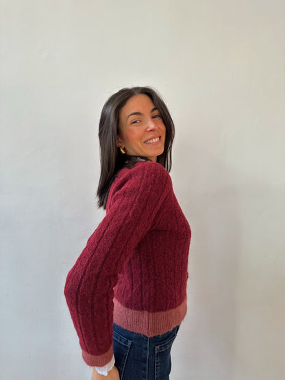 Anna Burgundy Cardigan