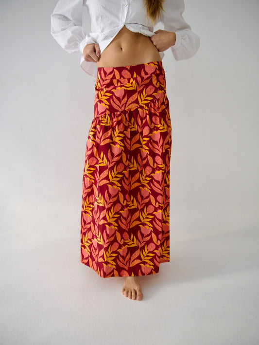 Falda Beth Flores Burgundy