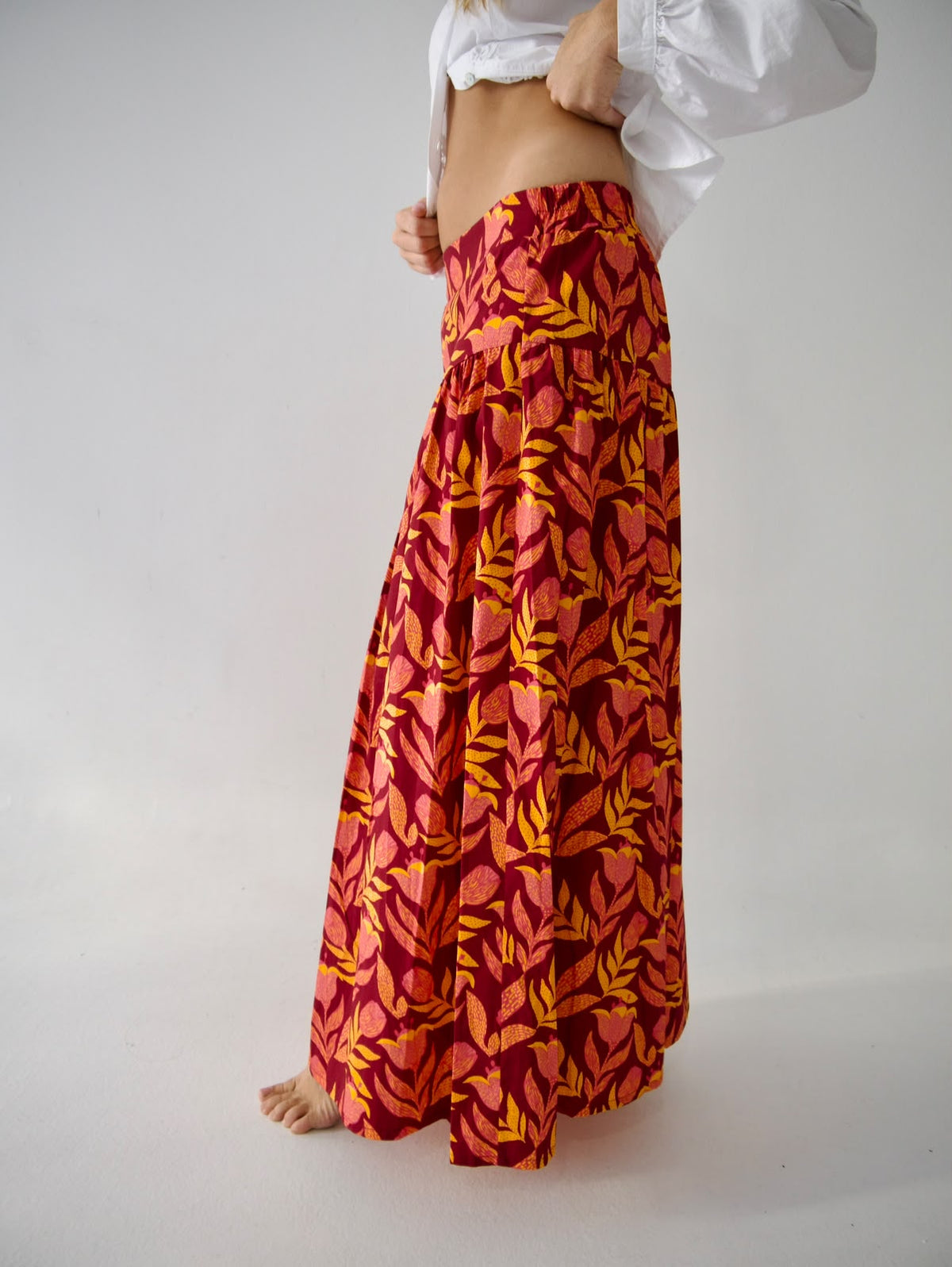 Falda Beth Flores Burgundy