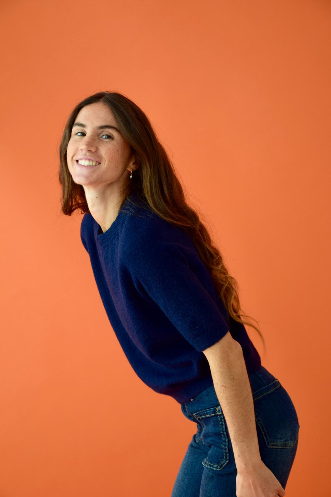 Navy Blue Knitted T-shirt