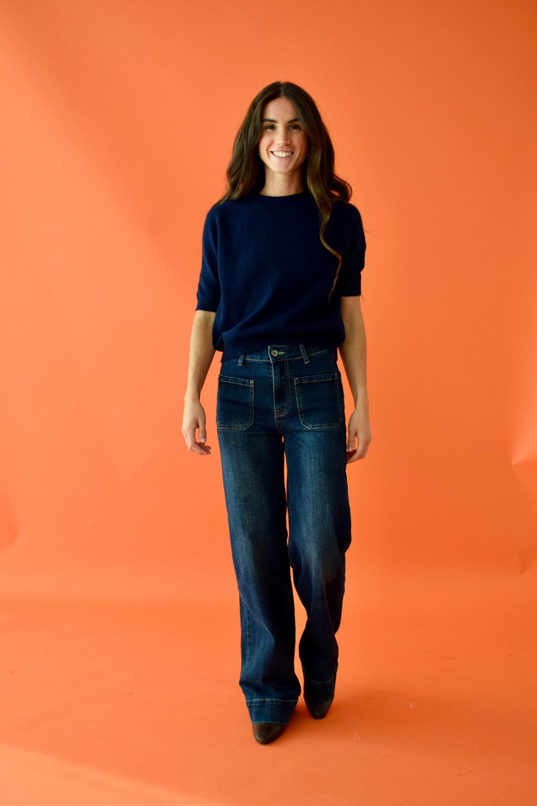 Navy Blue Knitted T-shirt