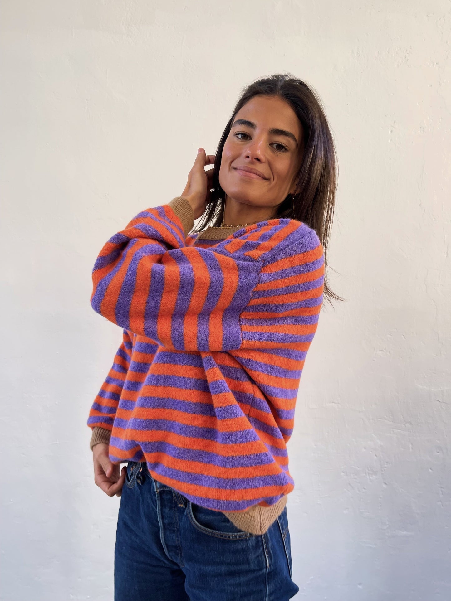 Pia Lilac and Orange Sweater
