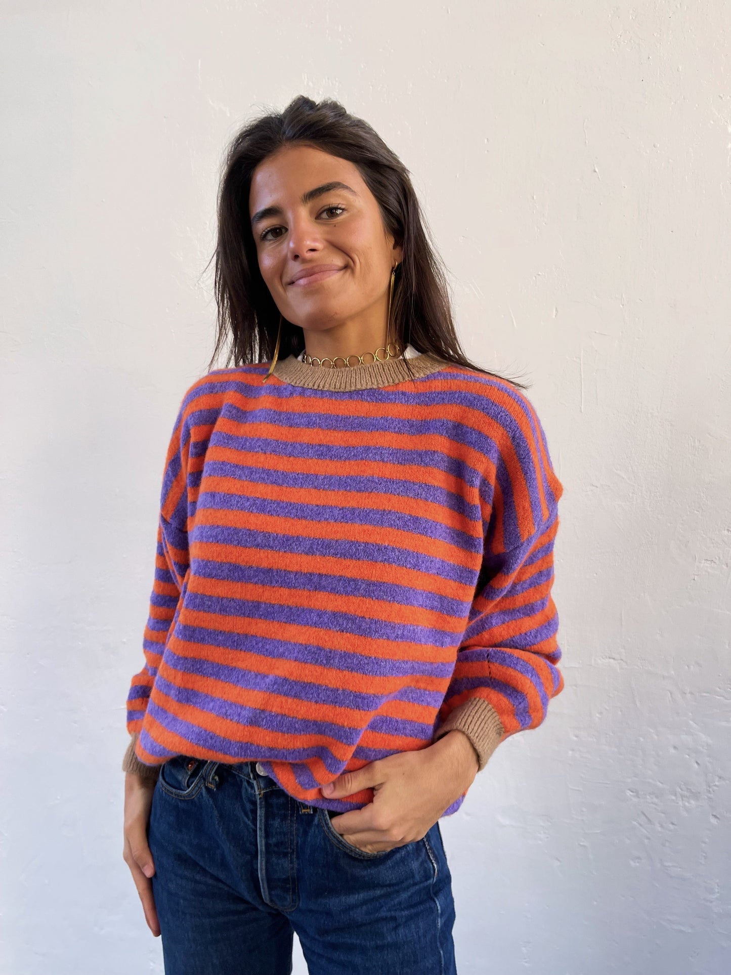 Pia Lilac and Orange Sweater