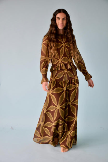 Falda Trébol Verde y Marrón